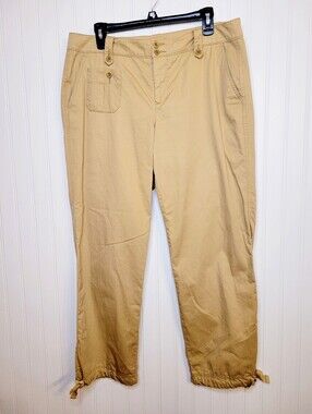 Lauren Ralph Lauren Cotton Khaki Cargo Drawstring Hem Pants Size 12 Like New
